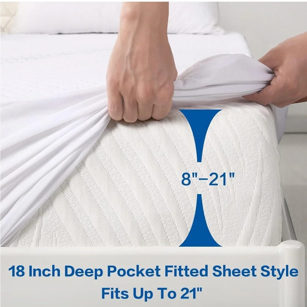 🆕 MERITLIFE Premium 100% Waterproof King Size Mattress Protector (White) - Picture 4 of 11